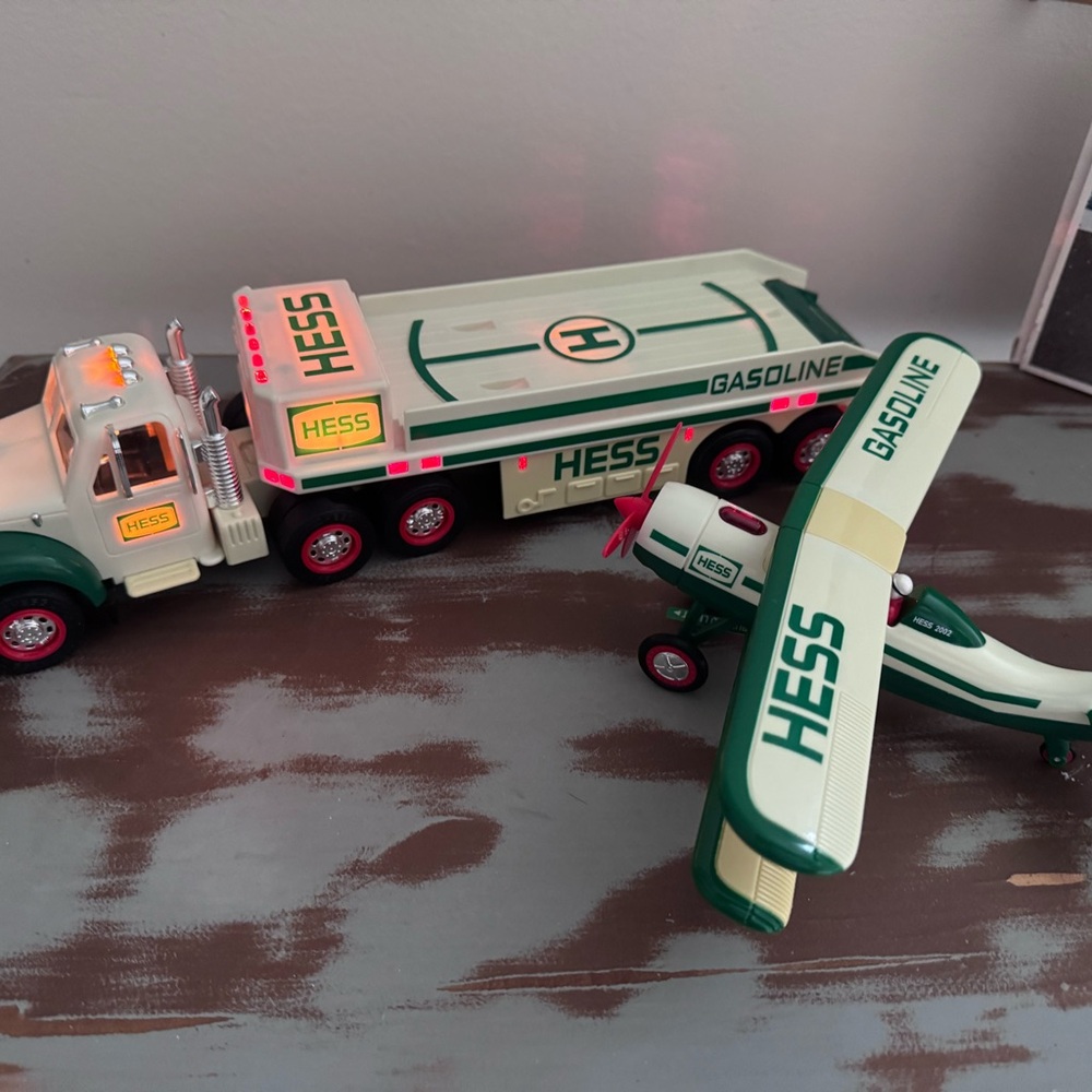 Hess 2002 Toy Flatbed Truck Carrying a Biplane